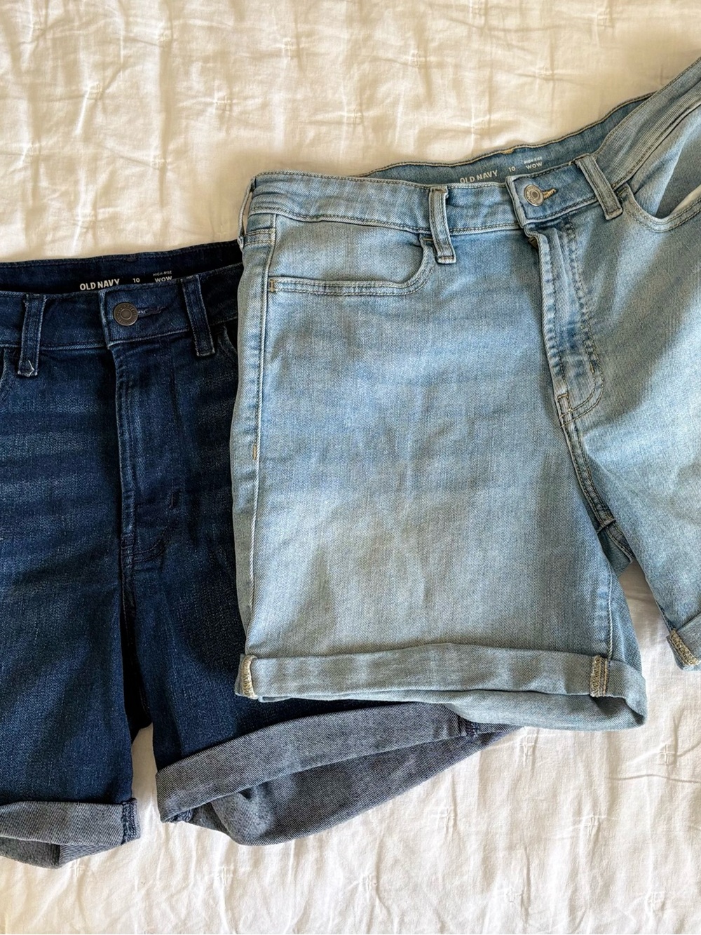 2 pairs Old Navy Women's Denim Shorts - Light Blue and Dark Blue